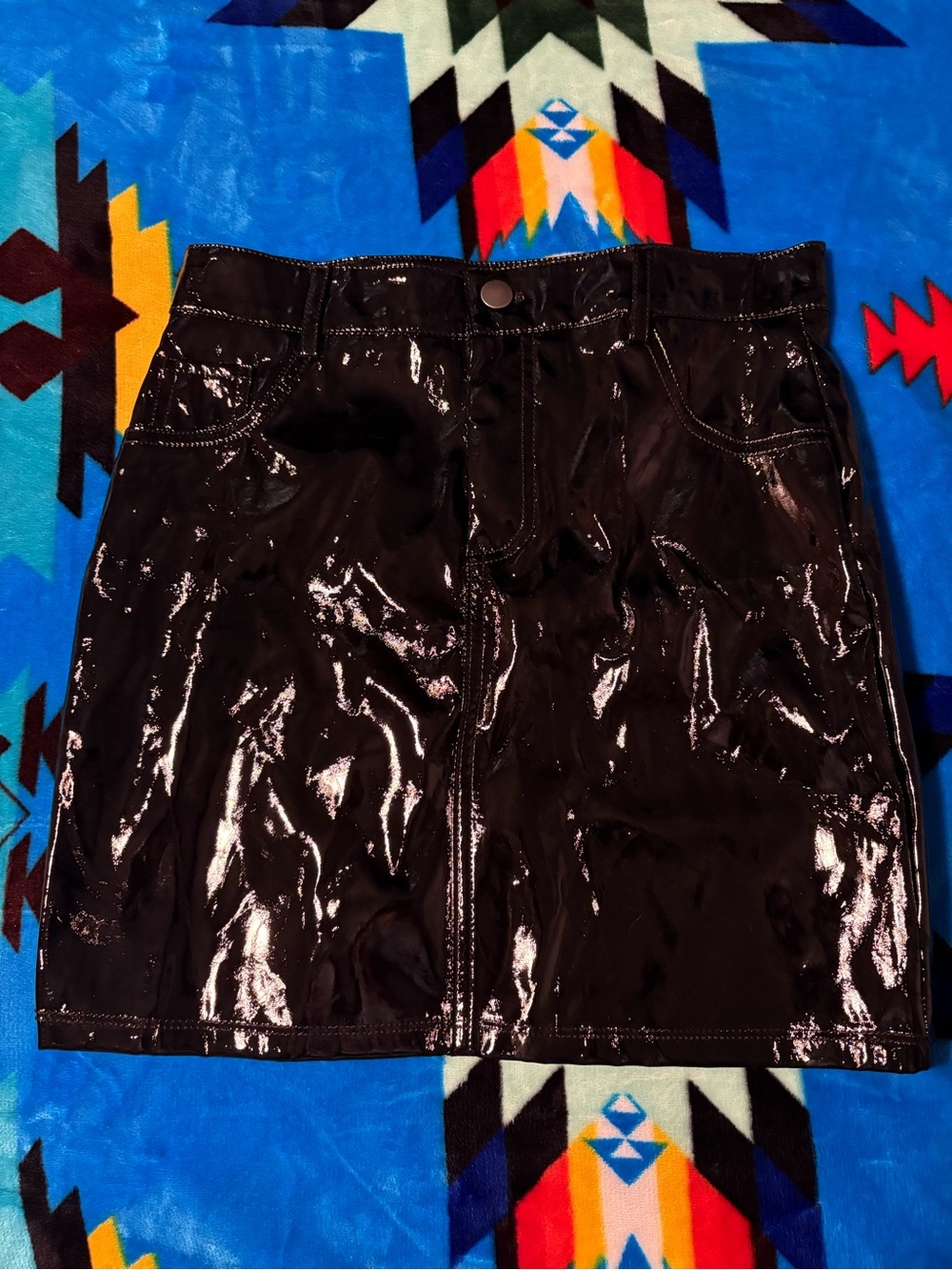 Shinestar Shiny Black Patent Mini Skirt